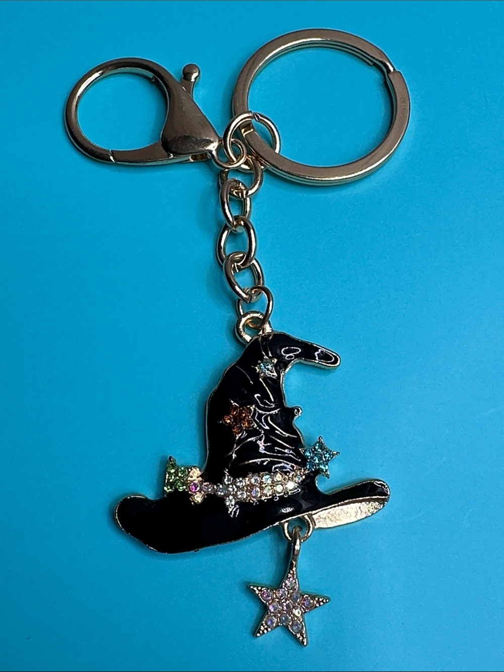 Black Witch Hat Star Keychain Charm - Women's Accessories